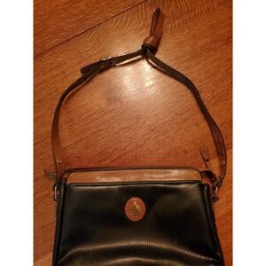 Vintage Oggi Domani Pebbled Black /Tan/ Dk Green Shoulderbag purse handbag
